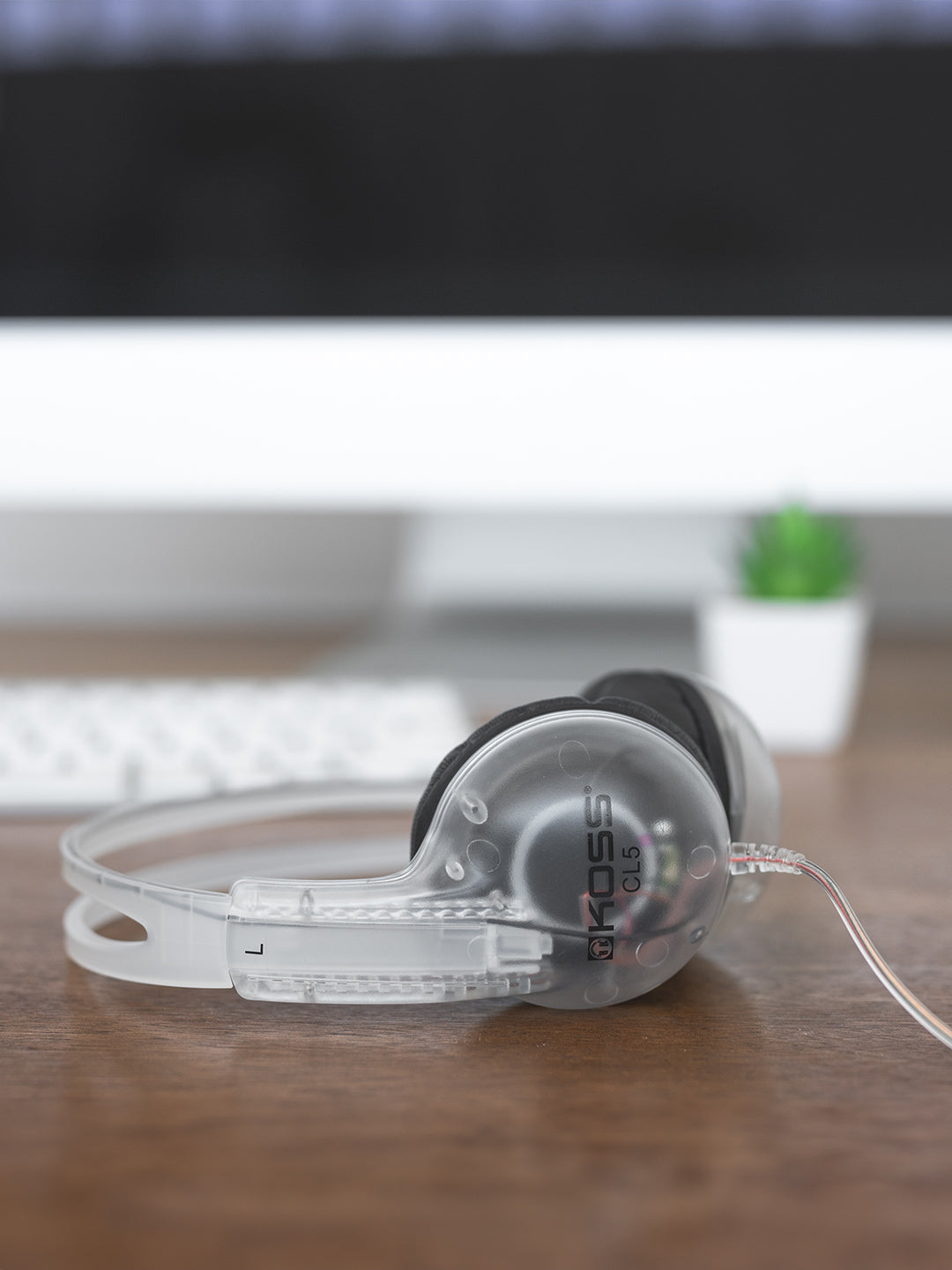 koss-cl-5-clear-transparent-on-ear-headphones-with-leatherette-cushions image 2