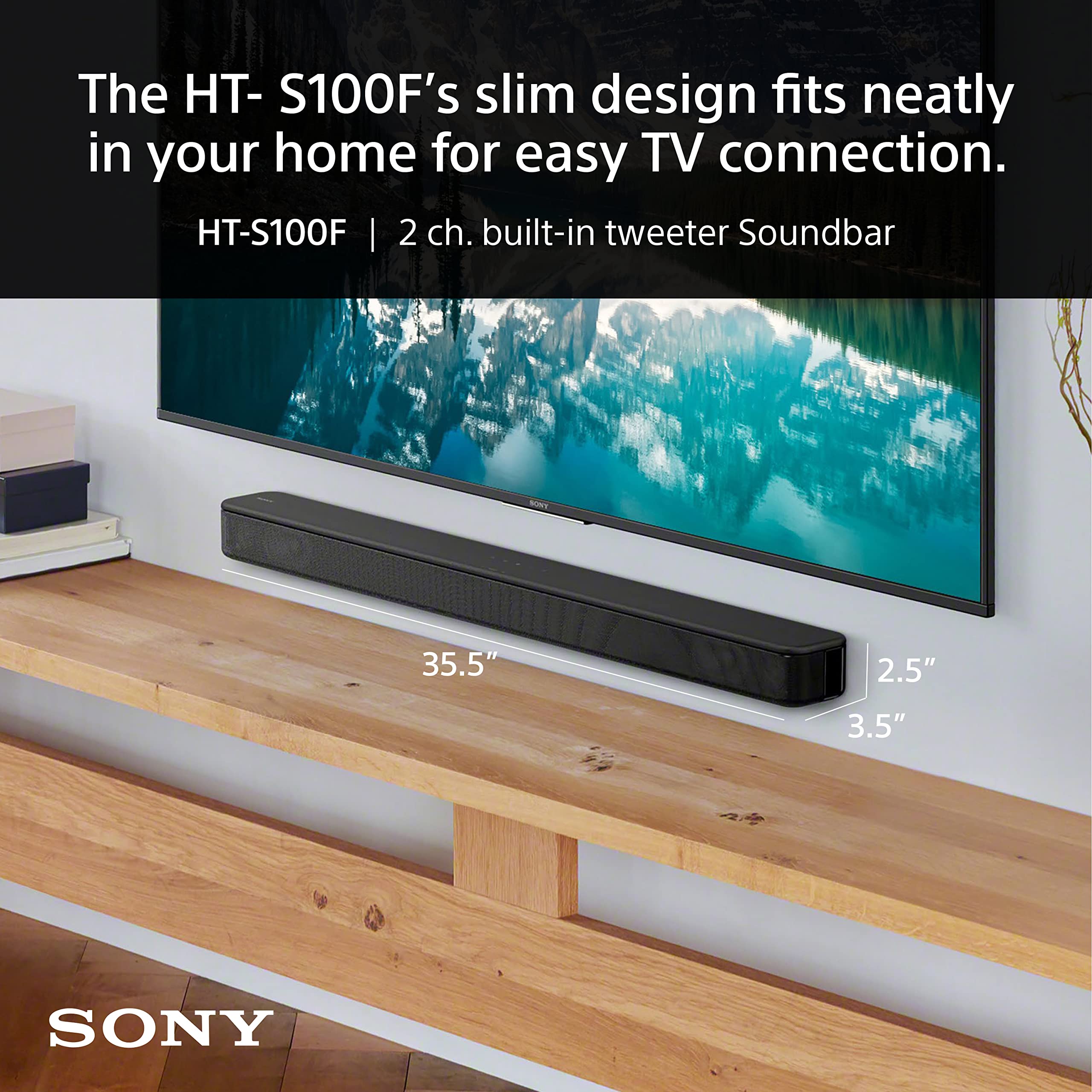 sony-s100f-2-0ch-soundbar-with-bass-reflex-speaker-and-bluetooth-black-hts100f image 2